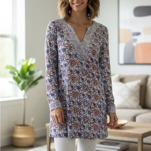 Roberta Roller Rabbit Cotton Floral Metallic Tunic